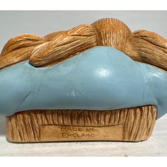 Pendelfin Rabbits Figurine Twins Bunnies in Bed Cat Blanket Stonecraft England - Picture 9 of 15